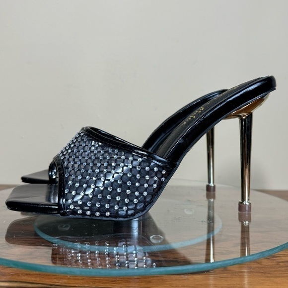 Chase and Chloe Ariane Rhinestone Mesh Sandal - black - 7 - Picture 4 of 15